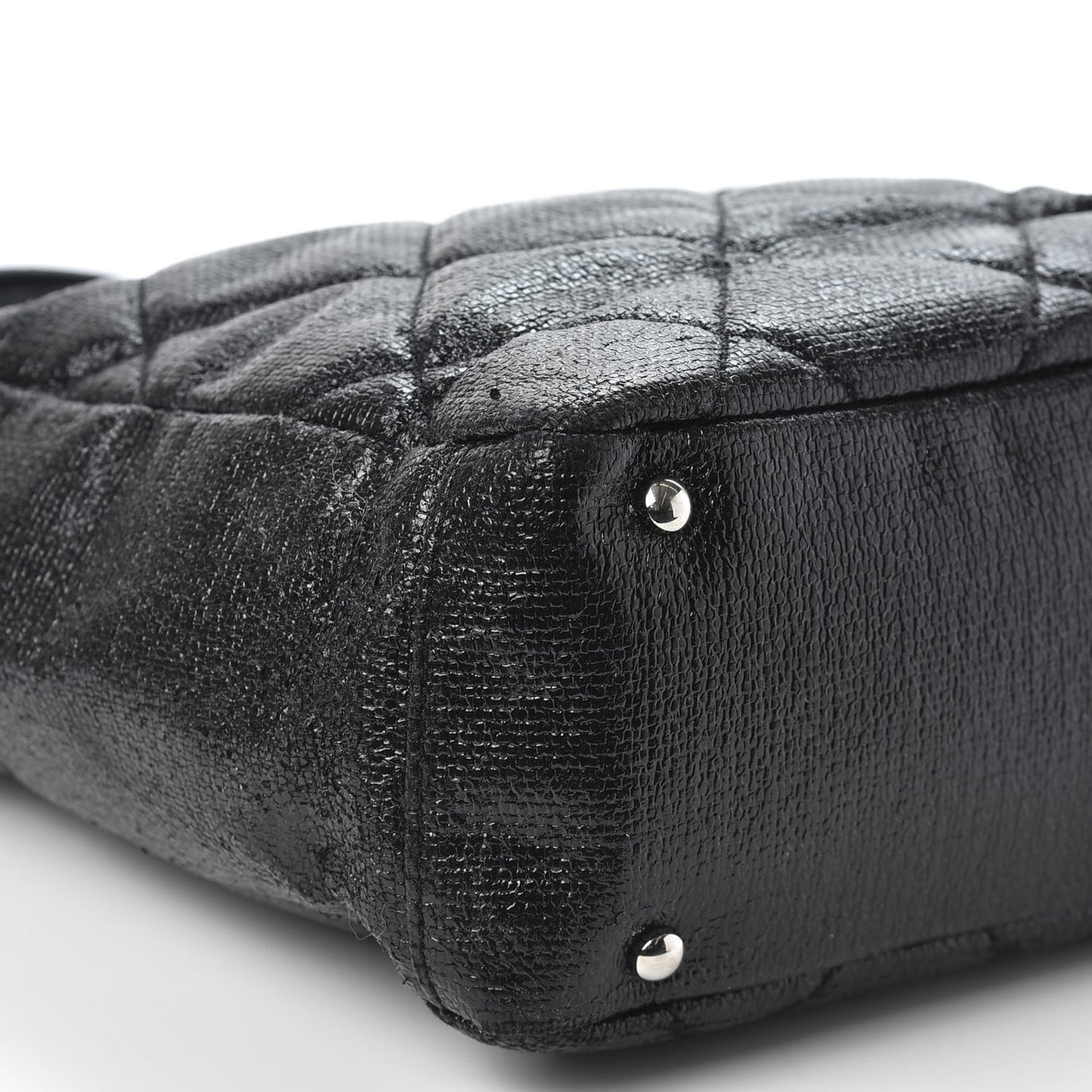 Coated Canvas Quilted Small Paris Biarritz Tote Black