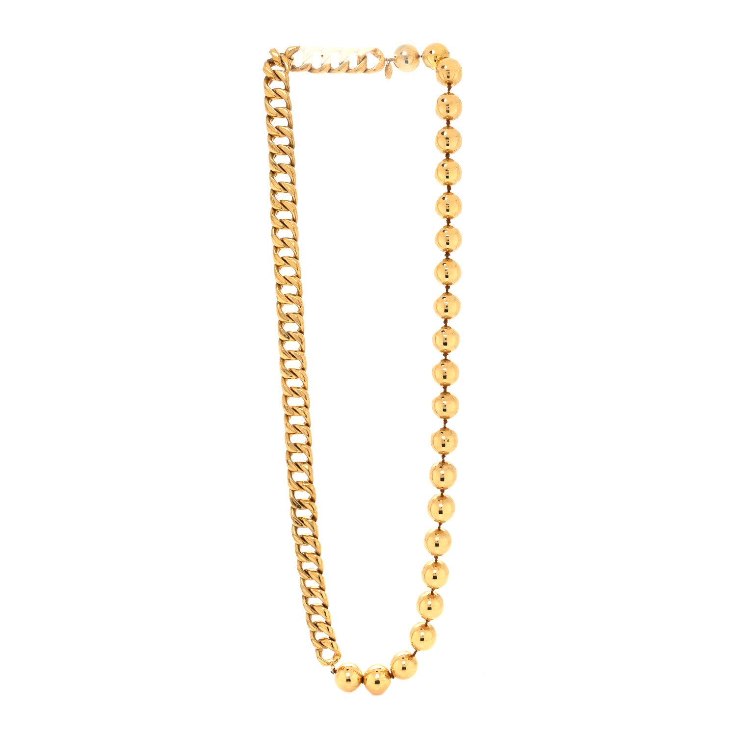 Chanel Metal Bead Chain Necklace Gold 3 of 4