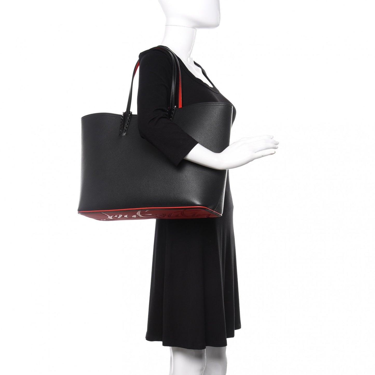 Calfskin Spikes East West Cabata Tote Black