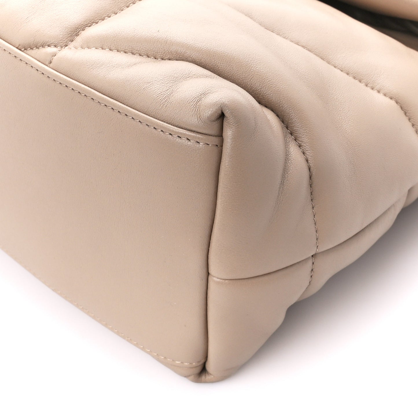 Lambskin Quilted Medium Loulou Puffer Monogram Chain Satchel Dark Beige