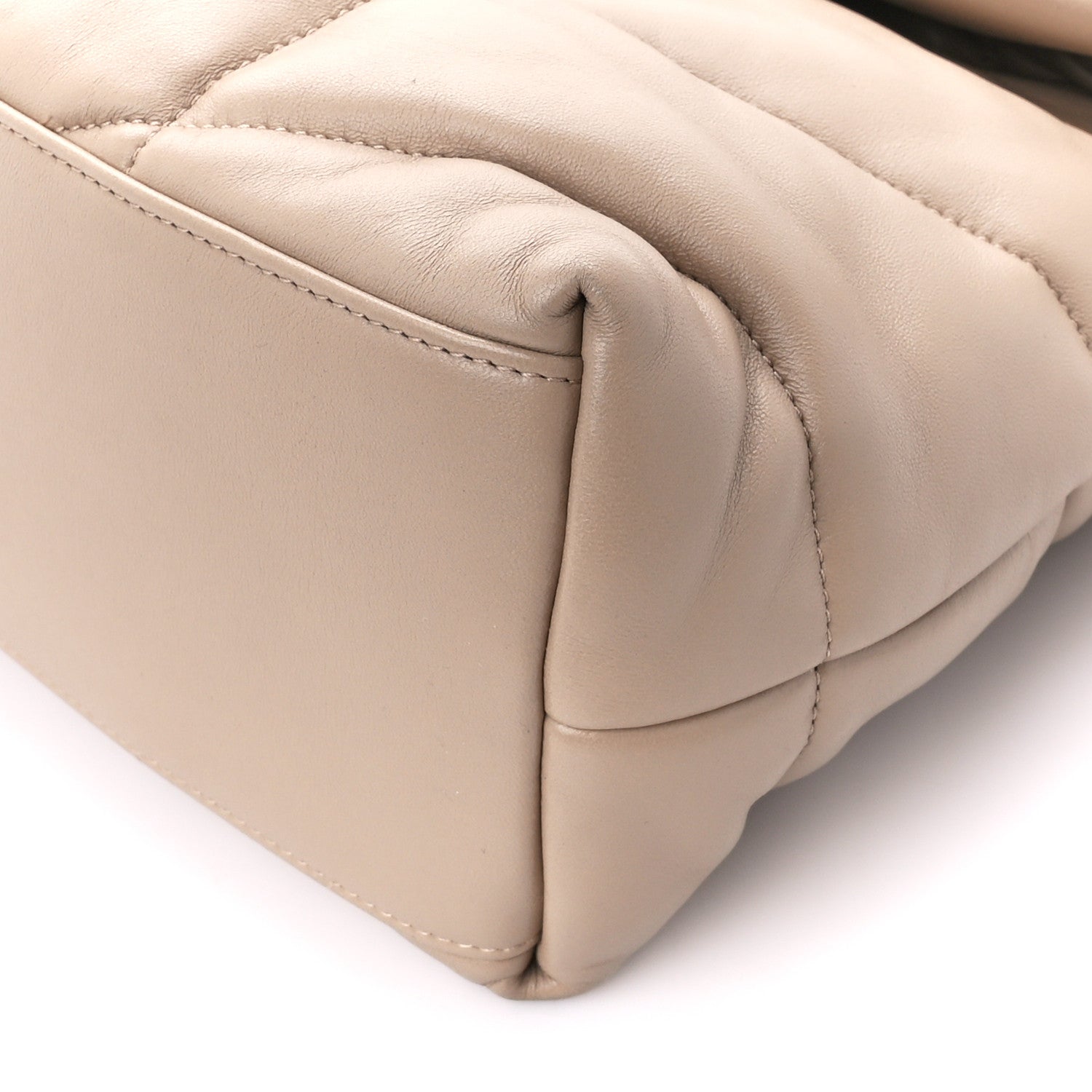 Saint Laurent Lambskin Quilted Medium Loulou Puffer Monogram Chain Satchel Dark Beige 11 of 11
