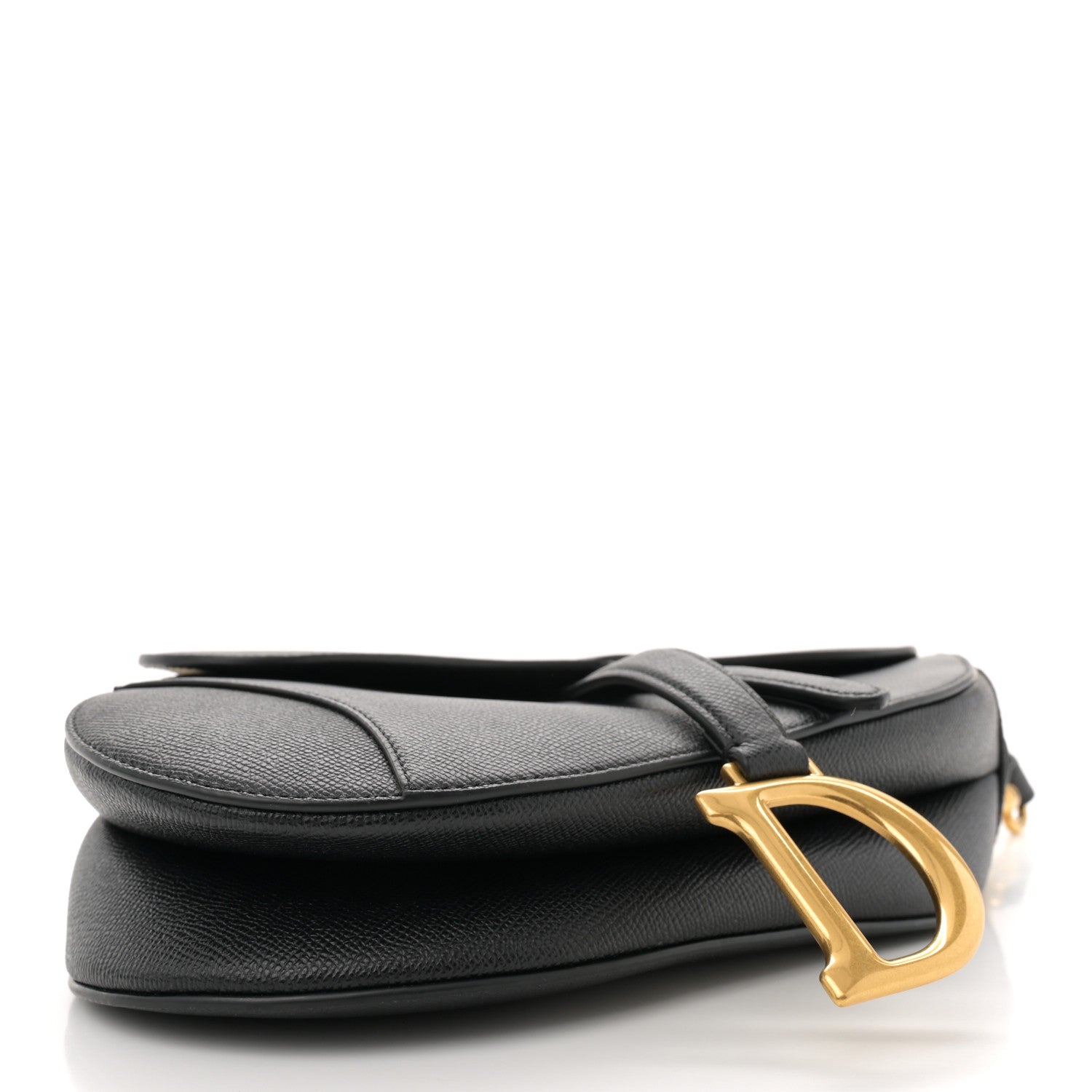 Christian Dior Grained Calfskin Saddle Bag With Strap Black 4 of 11