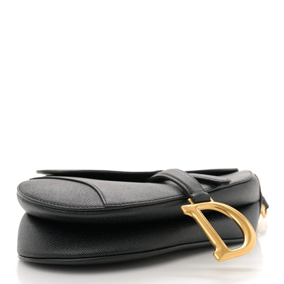 Christian Dior Grained Calfskin Saddle Bag With Strap Black 4 of 11