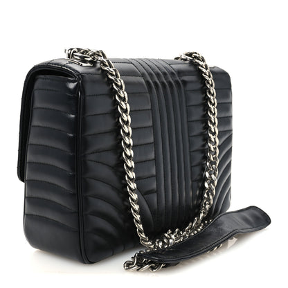 Prada Soft Calfskin Impunture Diagramme Large Chain Flap Shoulder Bag Black 3 of 10