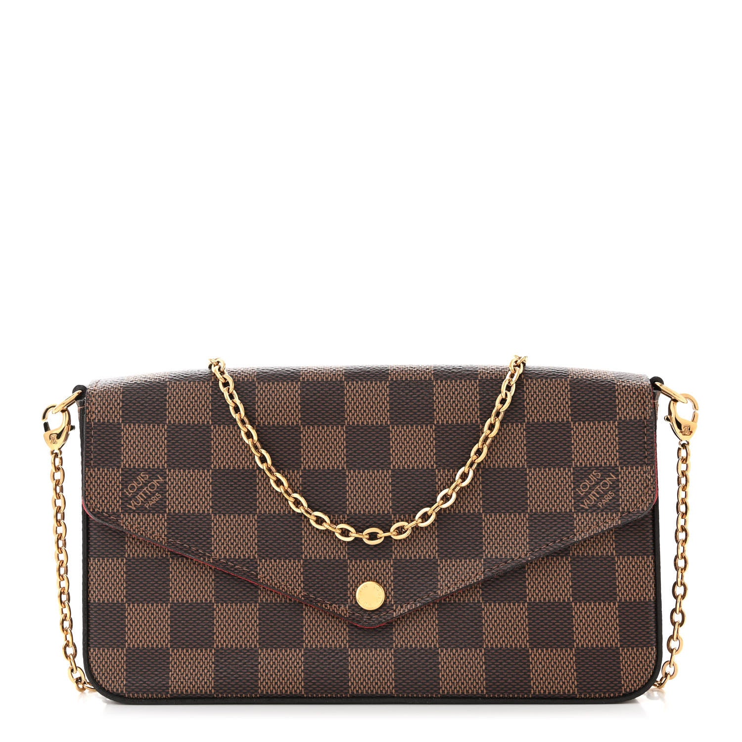 Louis Vuitton Damier Ebene Pochette Felicie Chain Wallet 1 of 12