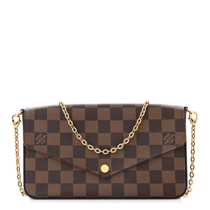 Louis Vuitton Damier Ebene Pochette Felicie Chain Wallet 1 of 12