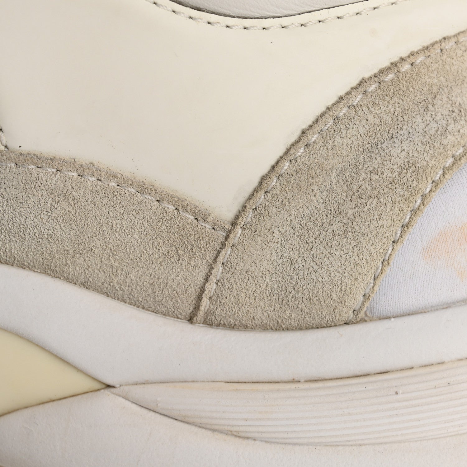 Chanel Suede Calfskin Fabric CC Sneakers 36.5 White 9 of 17