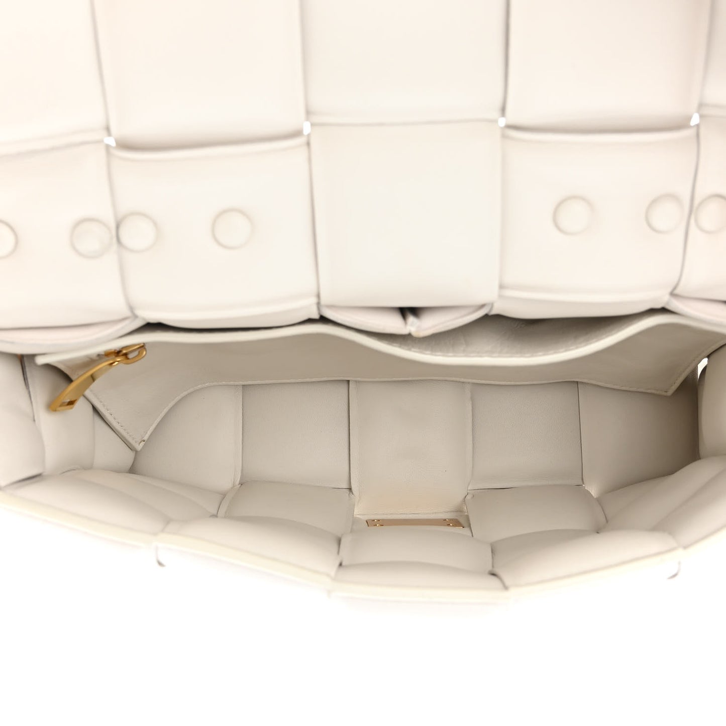 Lambskin Maxi Intreccio Padded Chain Cassette Crossbody Bag White