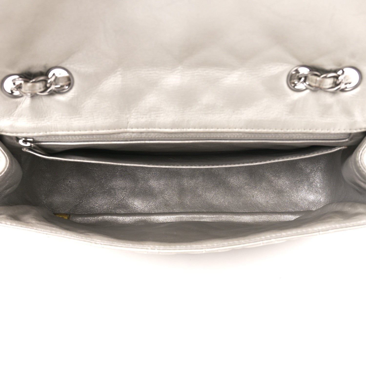 Chanel Metallic Lambskin Quilted Jumbo Single Flap Silver 5 of 11