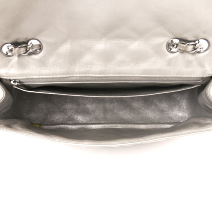 Chanel Metallic Lambskin Quilted Jumbo Single Flap Silver 5 of 11