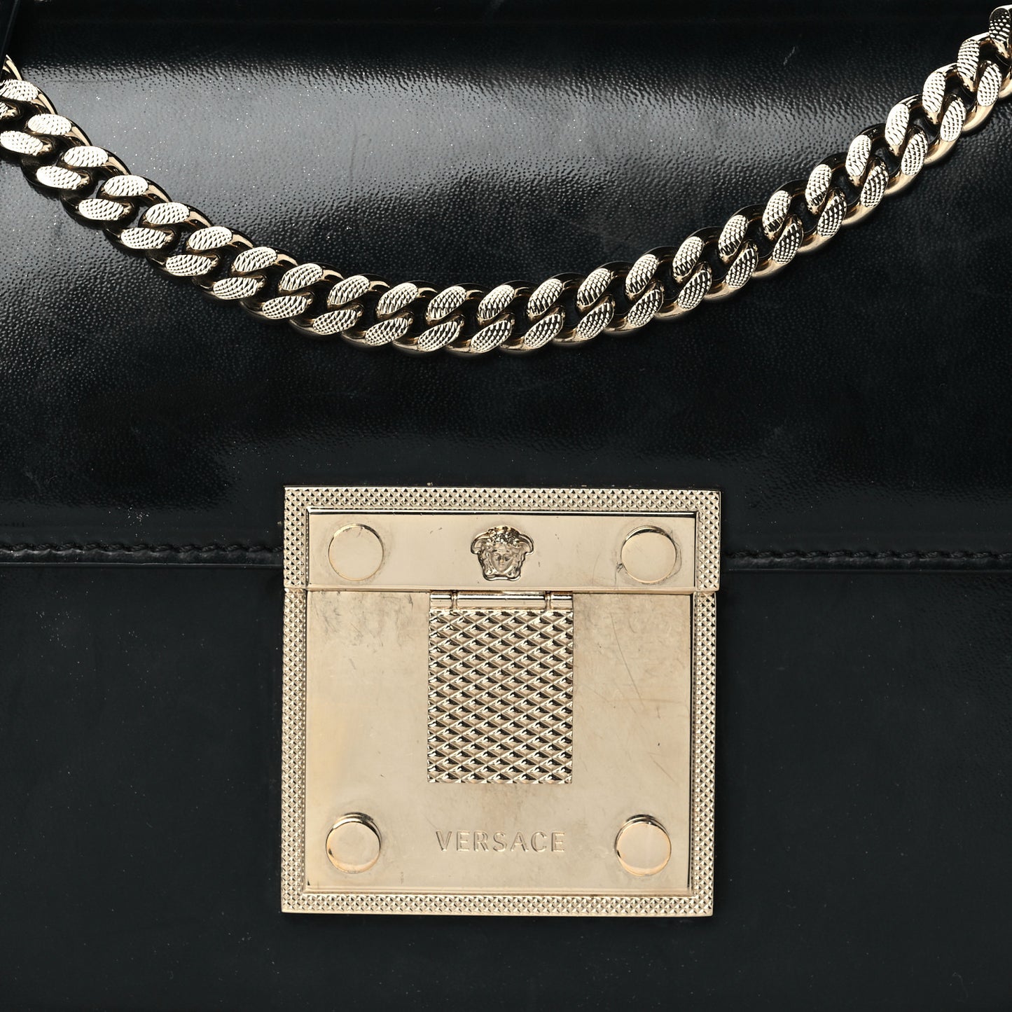 Nappa Large Diamante Flap Black