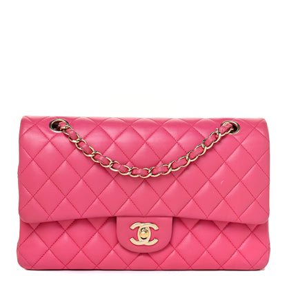 Chanel Lambskin Quilted Medium Double Flap Dark Pink 1 of 21
