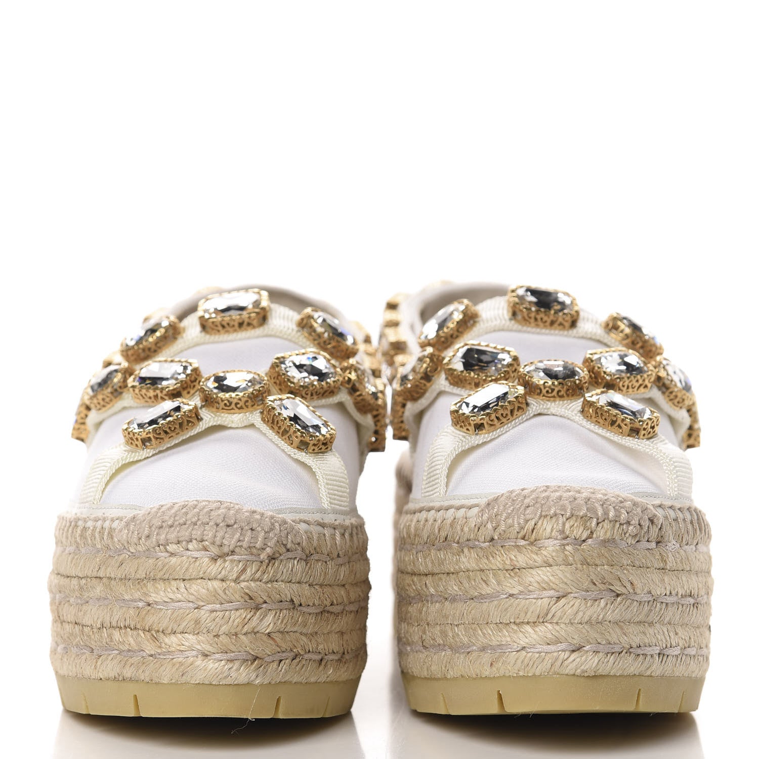 Gucci Canvas Crystal Embellished Platform Espadrilles 37 Great White 2 of 8