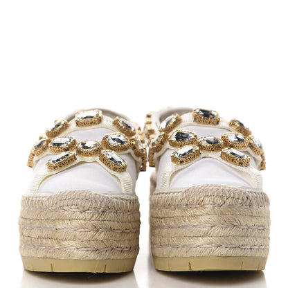 Gucci Canvas Crystal Embellished Platform Espadrilles 37 Great White 2 of 8