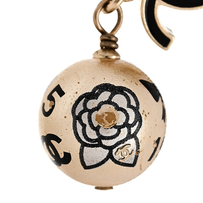 Chanel Enamel Pearl CC Camellia Drop Earrings Black Gold 5 of 5