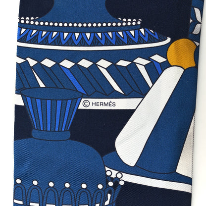 Hermes Silk Slim Maxi La Patisserie Francaise Twilly Bleu Gold White 3 of 5