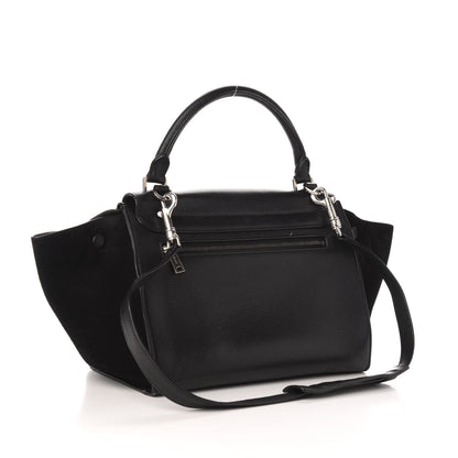 Celine Drummed Calfskin Suede Small Trapeze Black 4 of 13