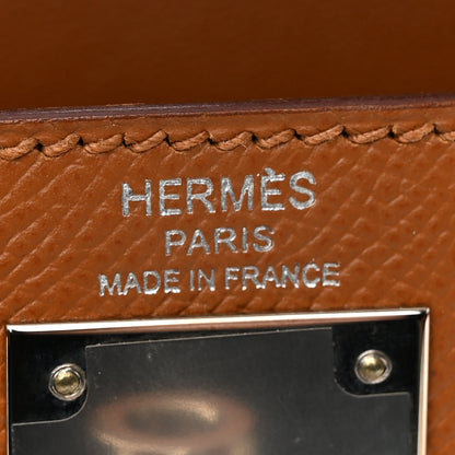 Hermes Epsom Chevre Mysore Sombrero Kellygraphie Lettre H Kelly Sellier 28 Capucine Gold Bordeaux 6 of 13