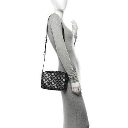 Celine Triomphe Canvas Medium Messenger Bag Black Silver 2 of 9