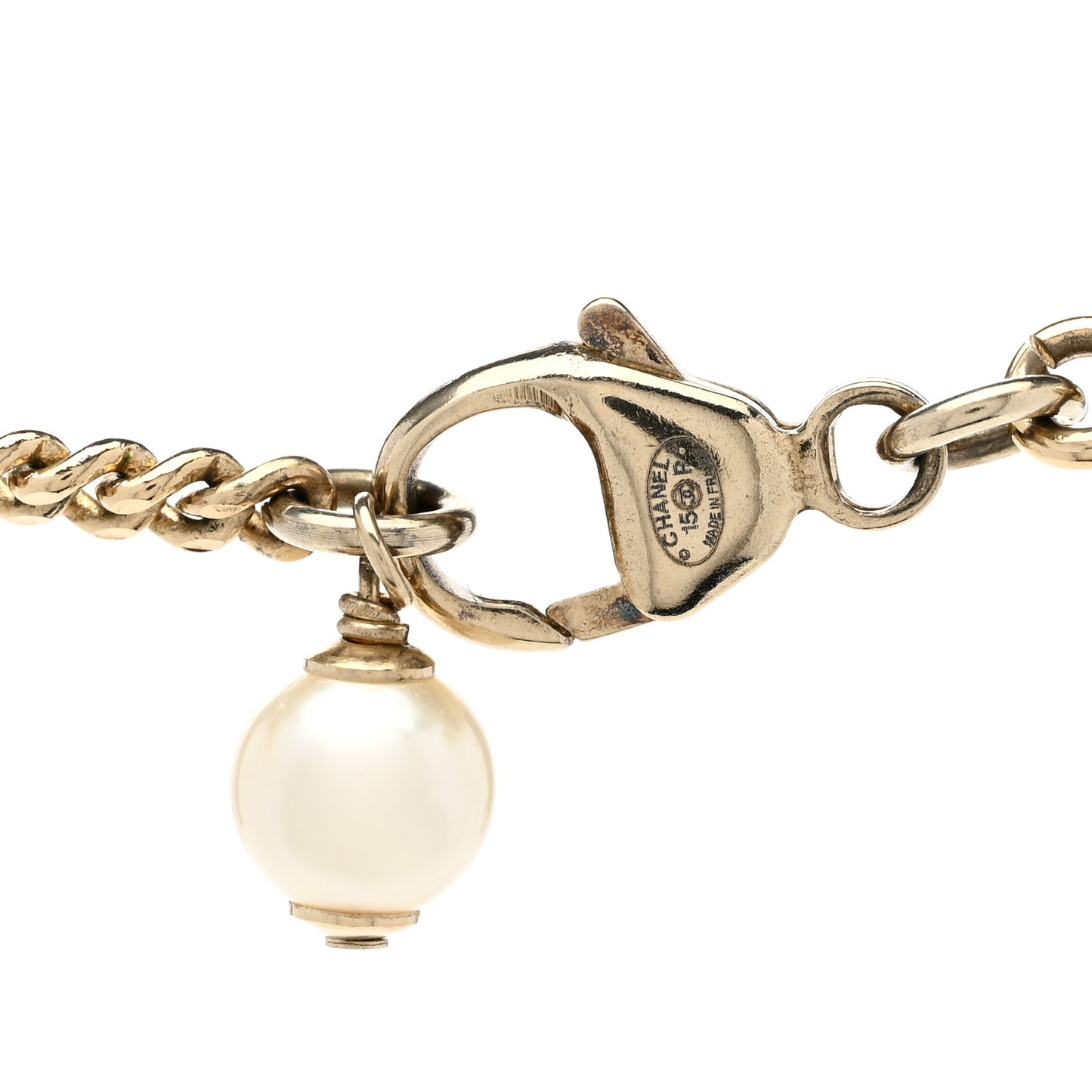 Pearl CC Pendant Necklace Gold