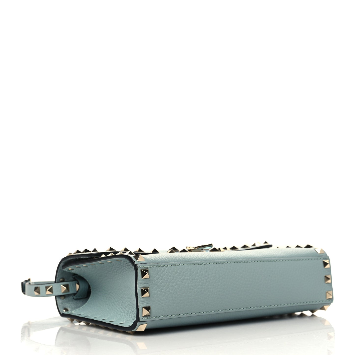 Pebbled Calfskin Medium Rockstud Flip Lock Crossbody Bag Celadon