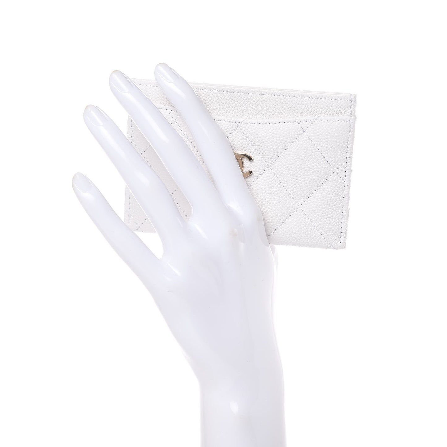 Caviar Quilted Card Holder White