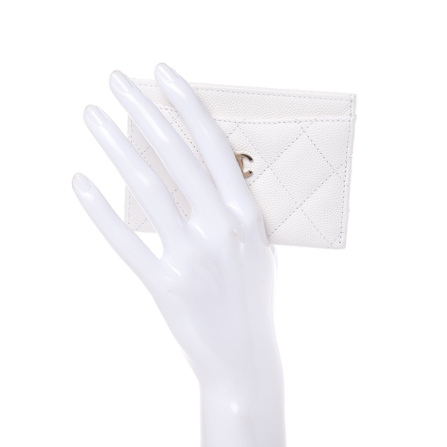 Chanel Caviar Quilted Card Holder White 2 of 9