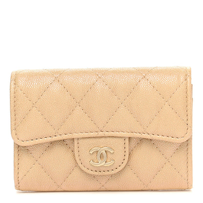 Chanel Iridescent Caviar Quilted Flap Card Holder Wallet Beige 1 of 9
