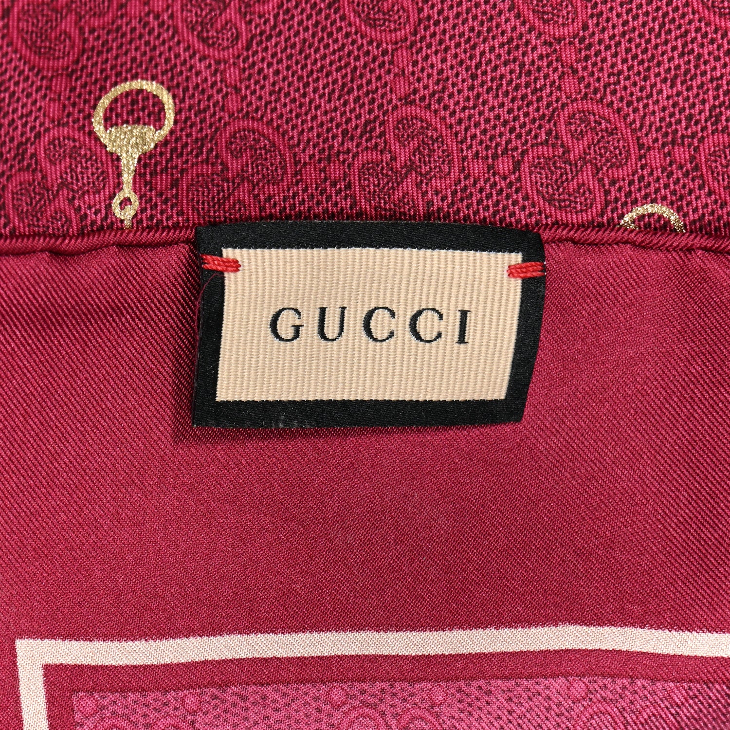 Gucci Modal Silk GG Gold Horsebit Square Scarf Pink Gold 2 of 3