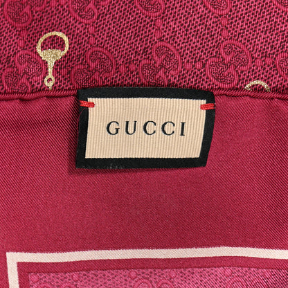 Gucci Modal Silk GG Gold Horsebit Square Scarf Pink Gold 2 of 3