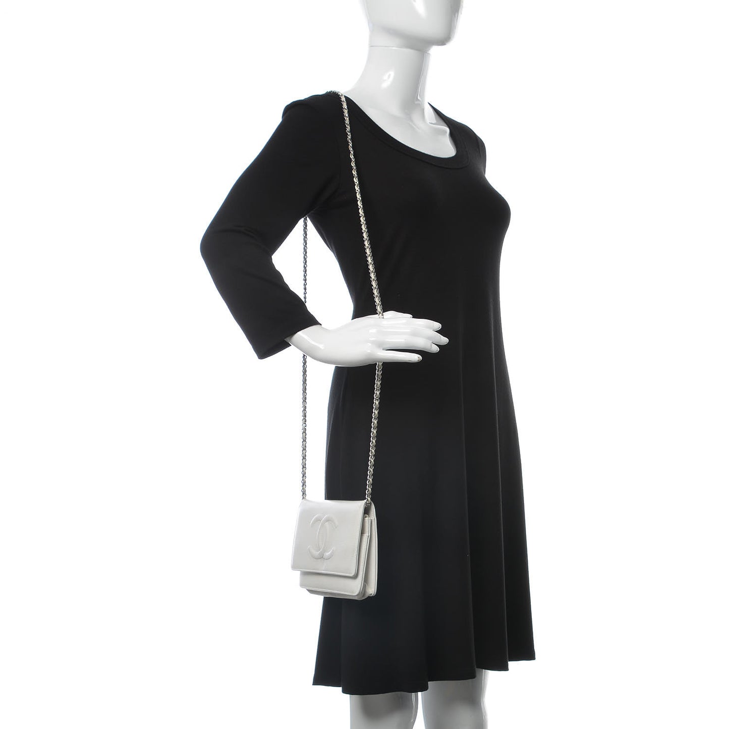 Caviar Timeless CC Wallet on Chain WOC White