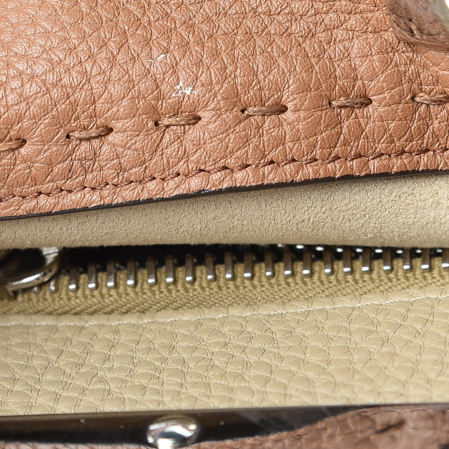 Fendi Cuoio Romano Selleria Bi-Color Medium Peekaboo Iconic Satchel Mou Deserto 14 of 17
