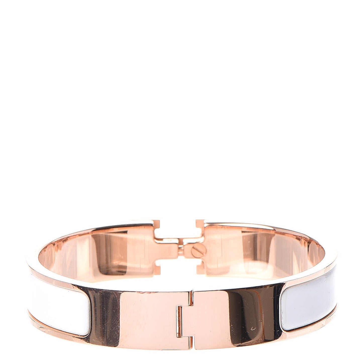 Enamel Narrow Clic Clac H Bracelet PM White
