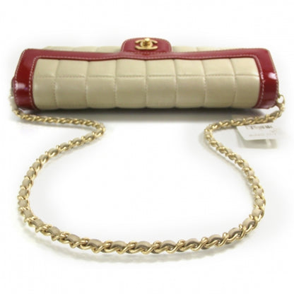 Chanel Lambskin Patent East West Flap Beige/Red 6 of 12