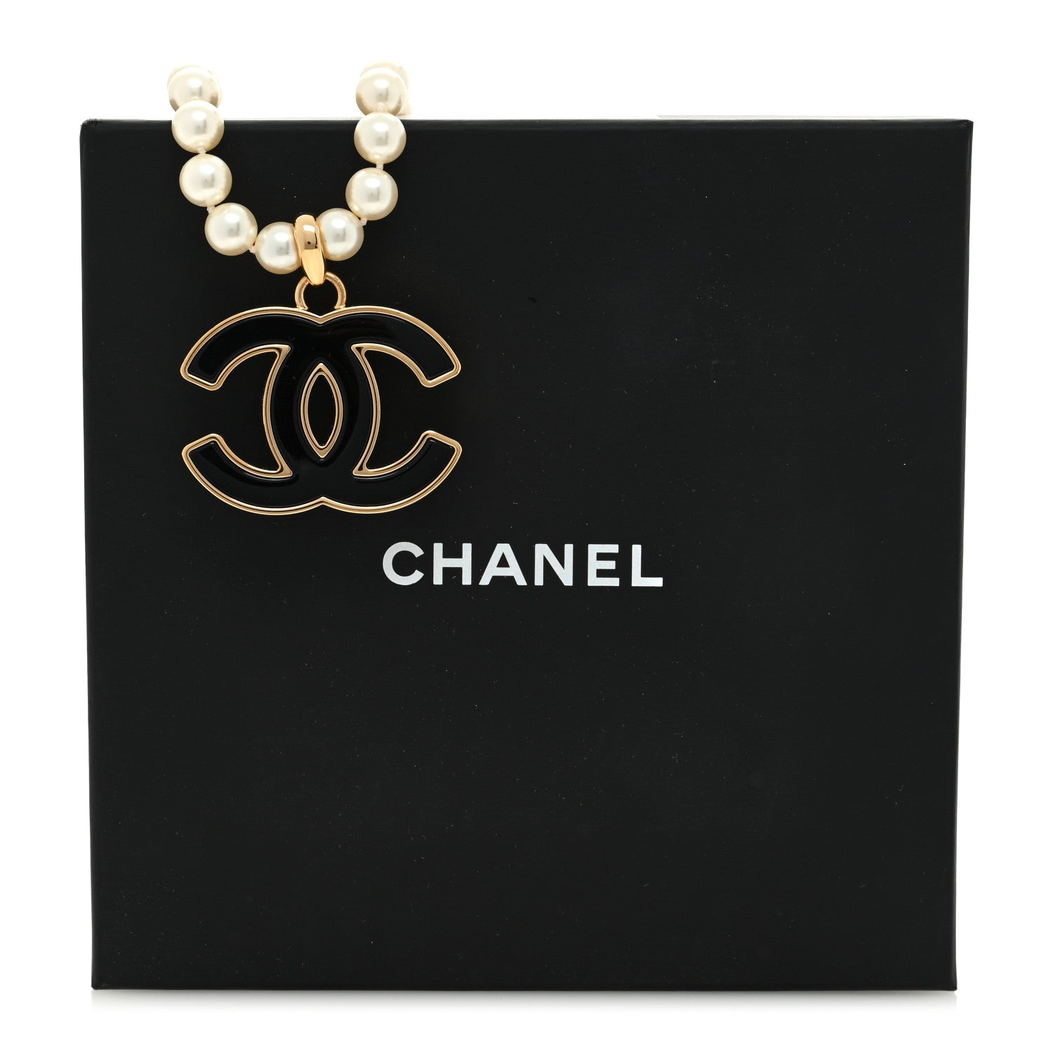 Chanel Pearl Resin CC Short Necklace Gold Black 5 of 5