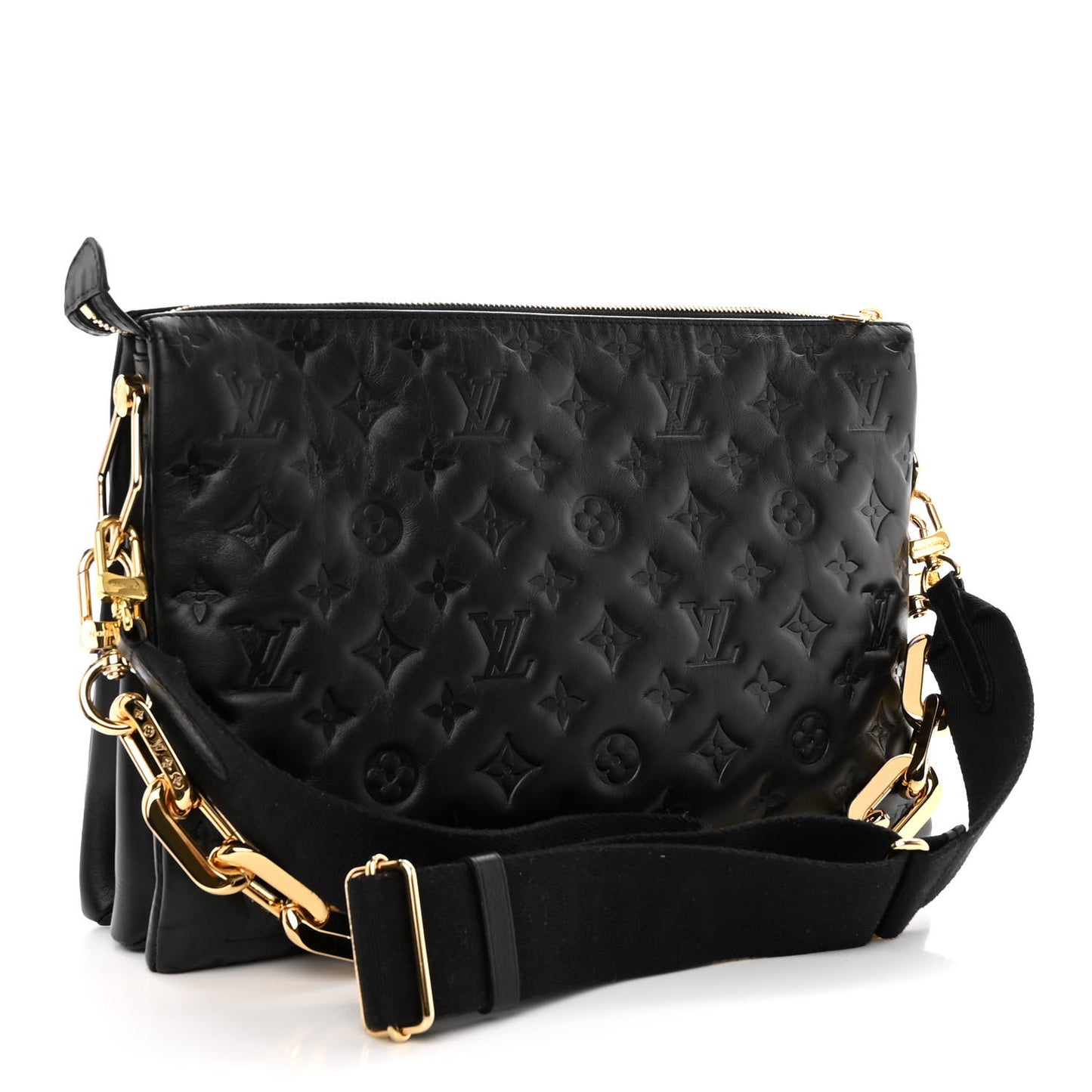 Lambskin Embossed Monogram Coussin MM Black