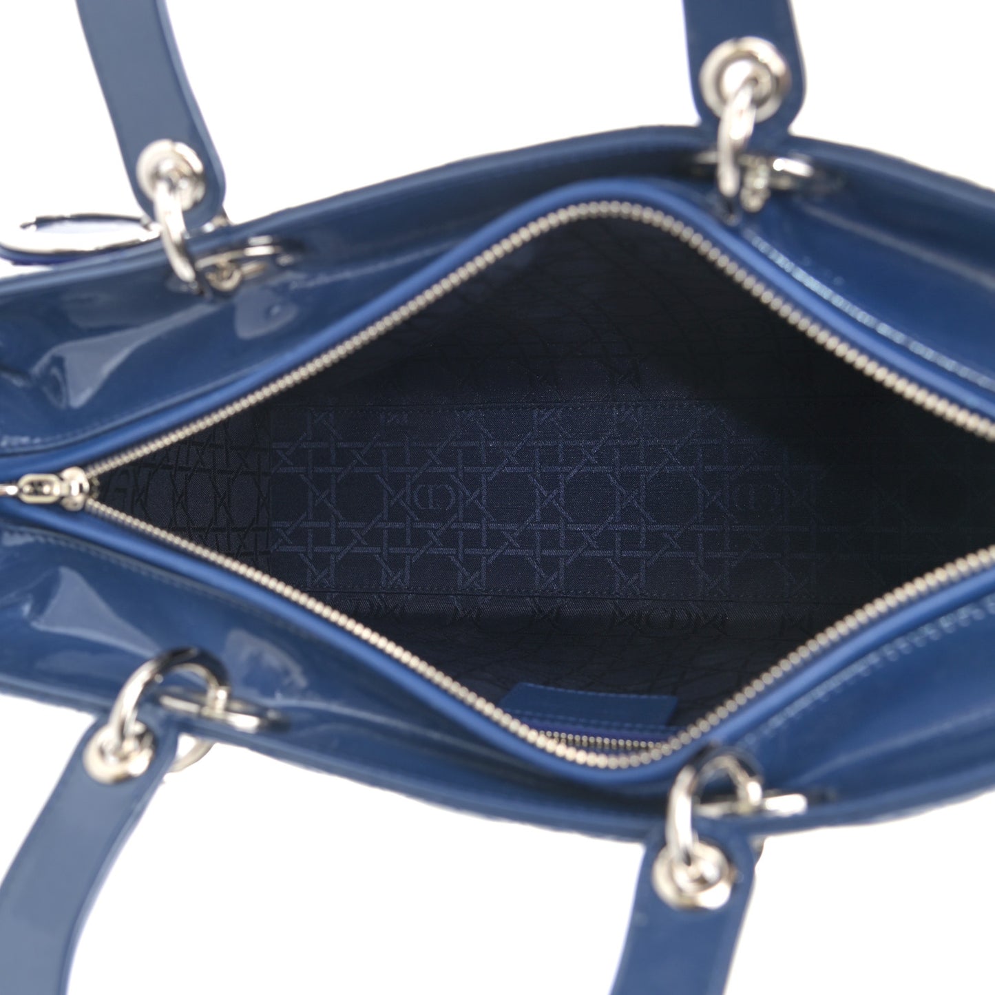 Patent Cannage Large Lady Dior Blue
