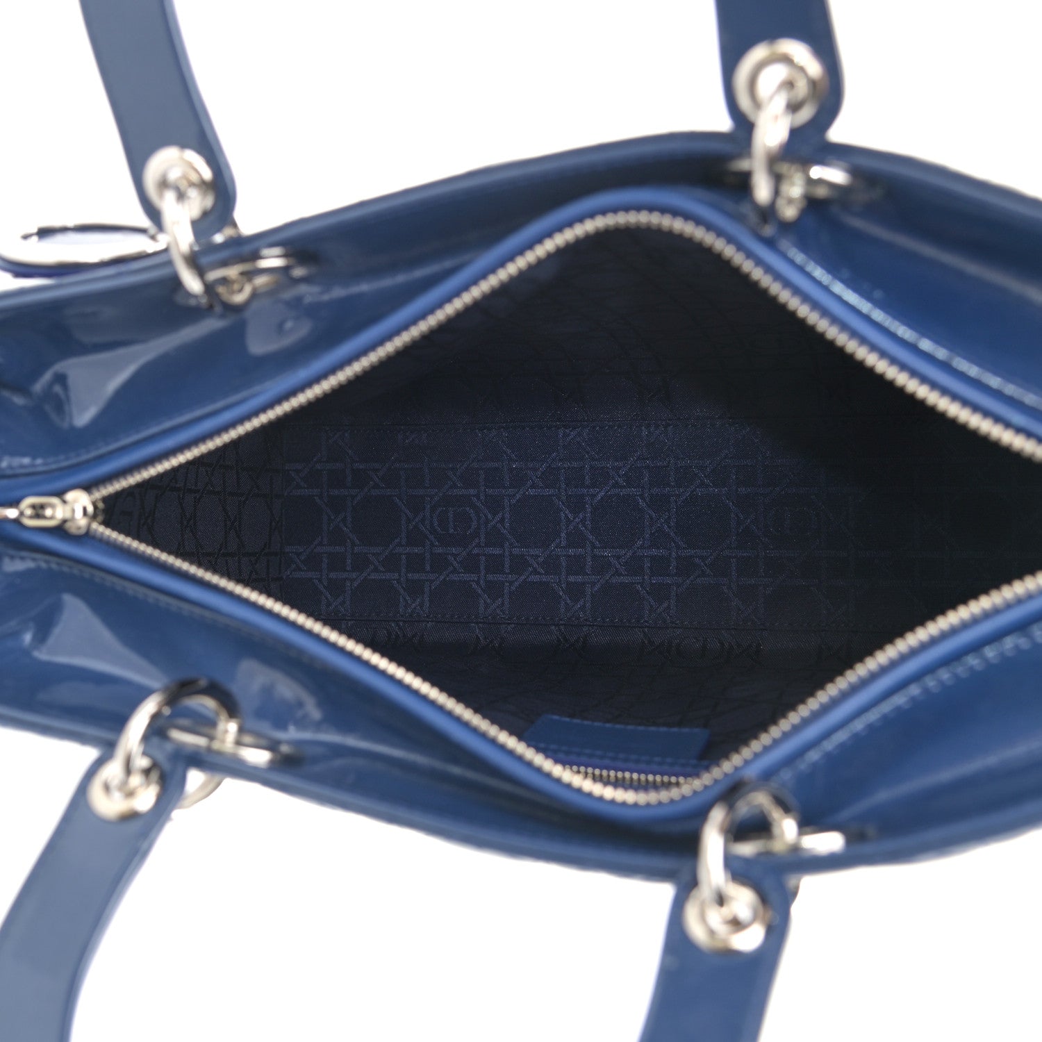 Christian Dior Patent Cannage Large Lady Dior Blue 6 of 8