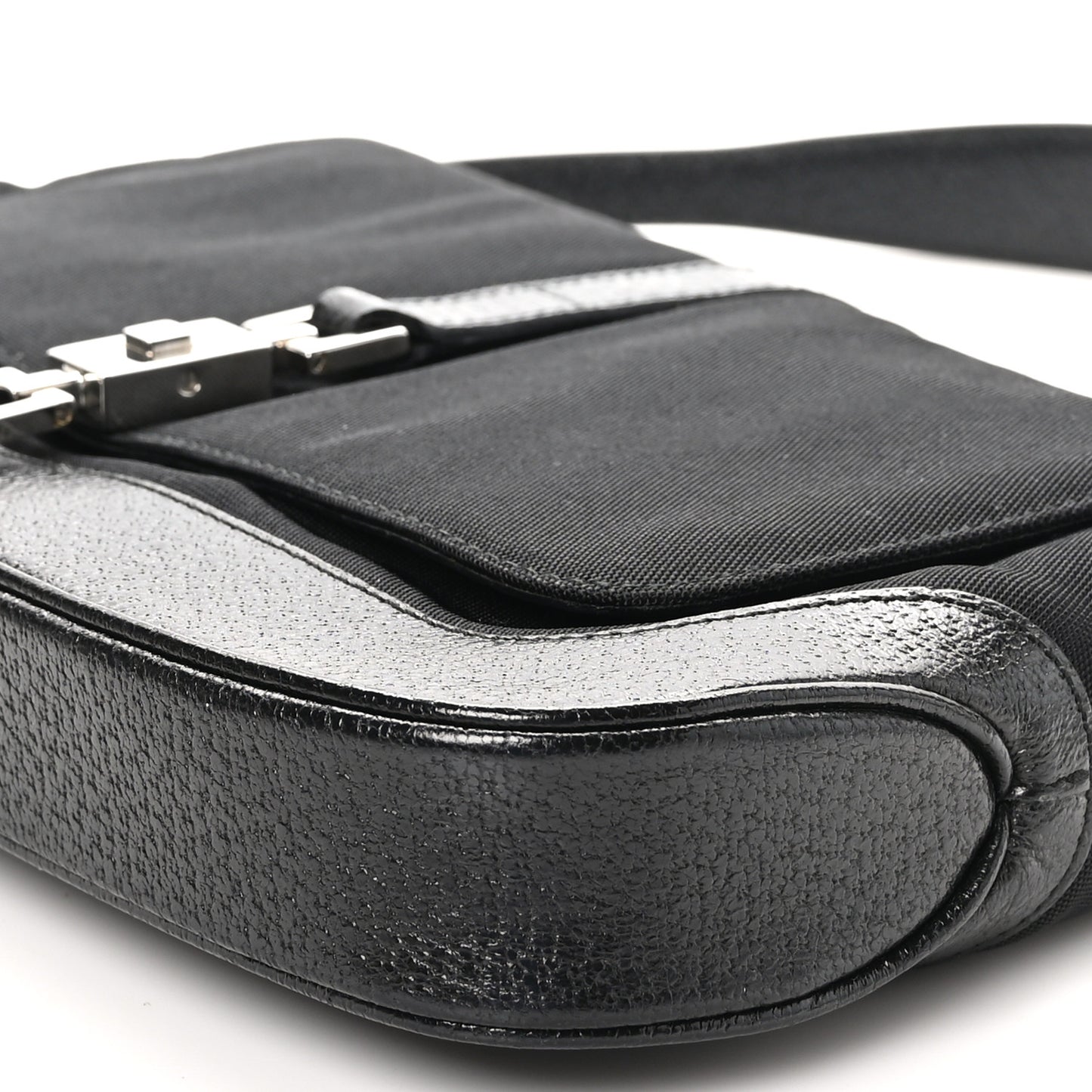 Canvas Textured Dollar Calfskin Small Jackie O Hobo Black