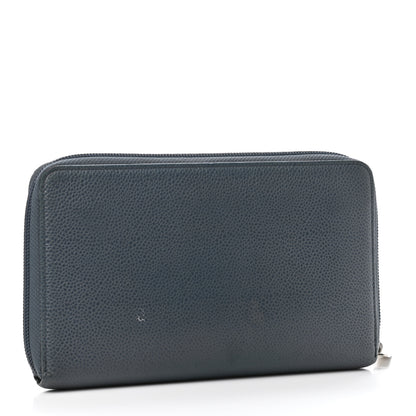 Chanel Caviar Large CC Timeless Zip Around Organizer Wallet Blue 2 of 5