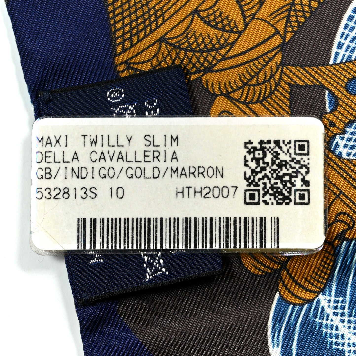 Silk Maxi Della Cavalleria Twilly Indigo Gold Marron