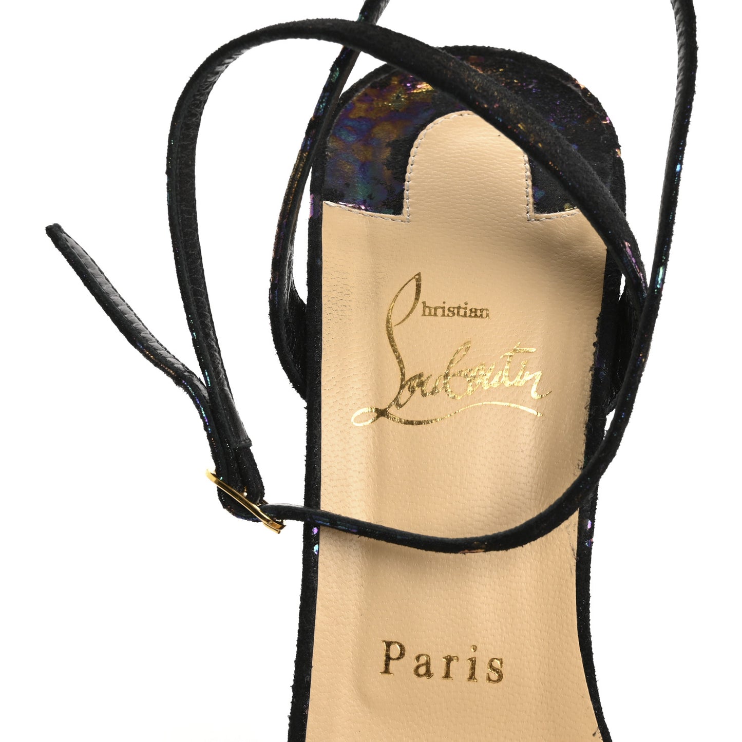Milky Suede Loubiloo Bling Bang 120 Sandals 39.5 Black Multicolor
