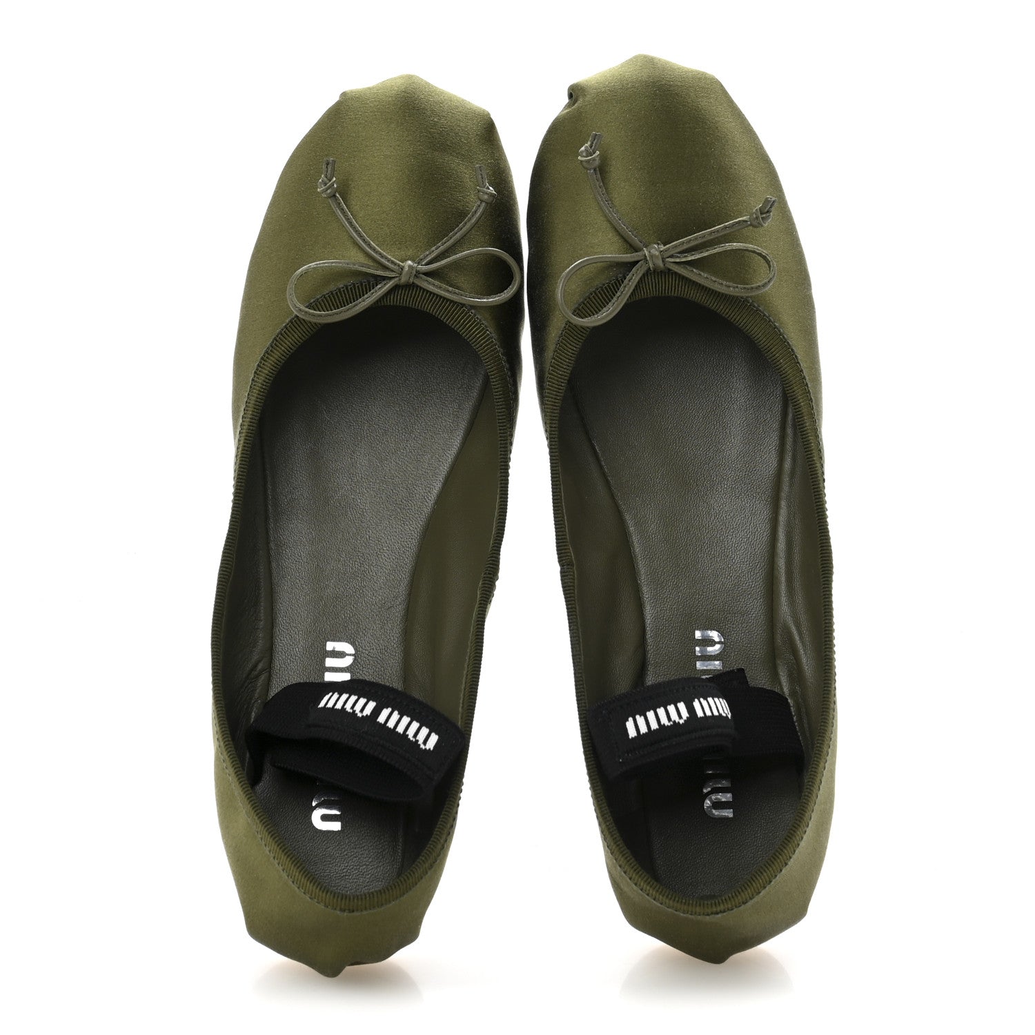Miu Miu Satin Ballerina Flats 36.5 Oliva 2 of 10