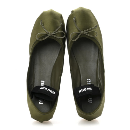Miu Miu Satin Ballerina Flats 36.5 Oliva 2 of 10