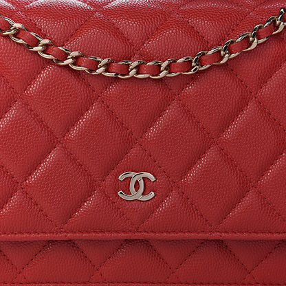 Chanel Caviar Quilted Wallet on Chain WOC Red 11 of 12