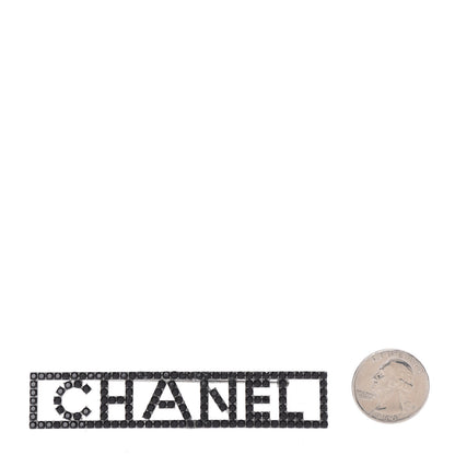 Chanel Crystal Logo Brooch Gray 2 of 4