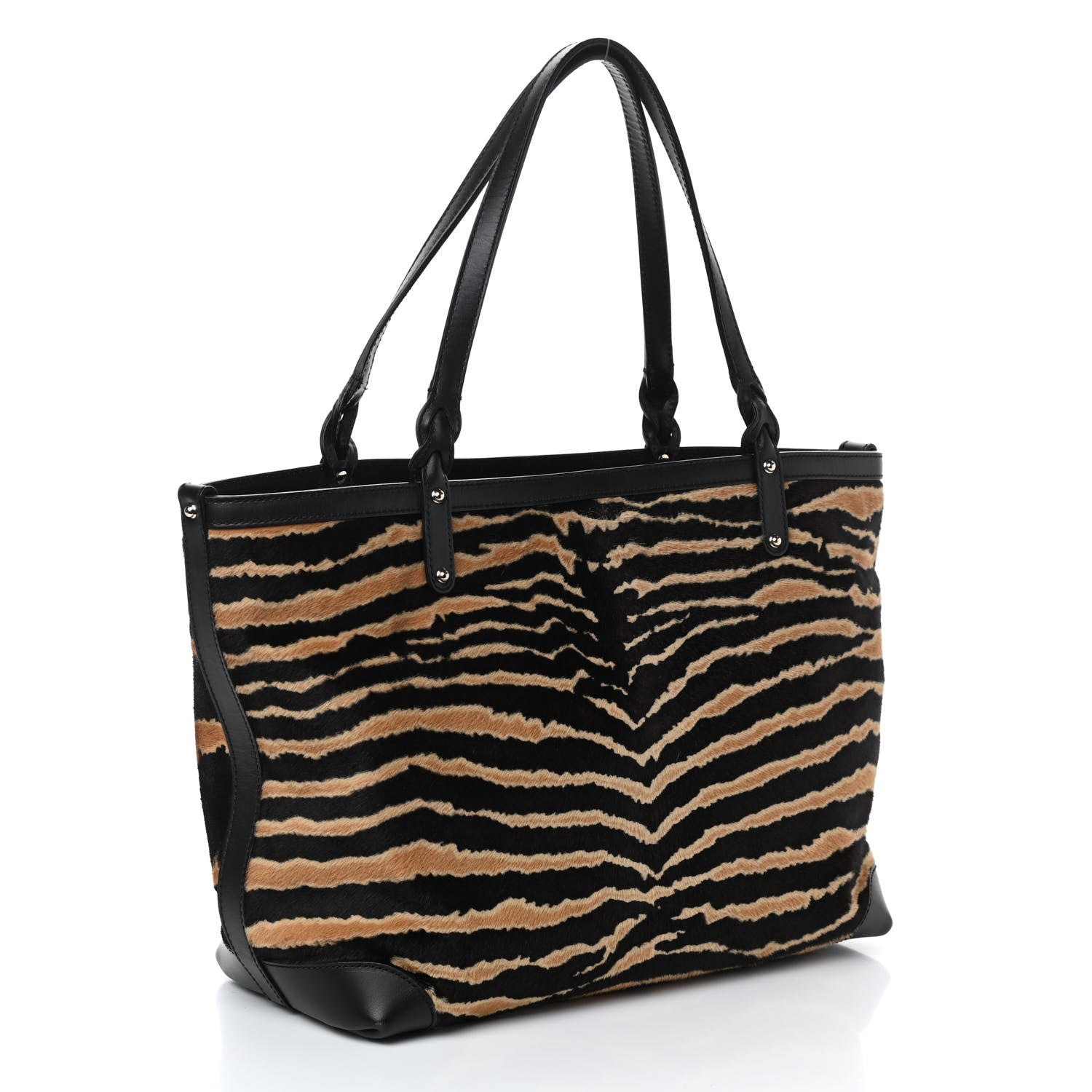Gucci Calf Hair Zebra Print Medium Craft Tote Black 3 of 9