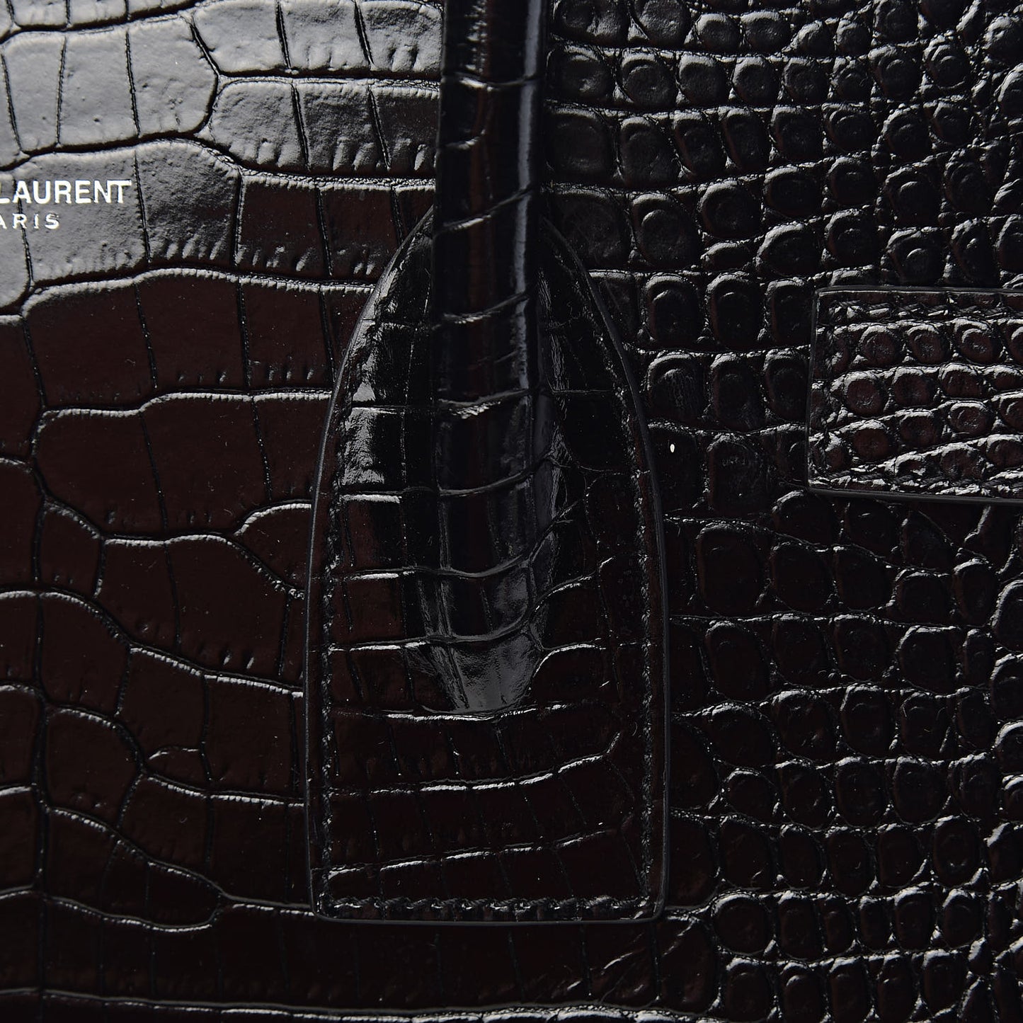Calfskin Crocodile Embossed Small Sac de Jour Black