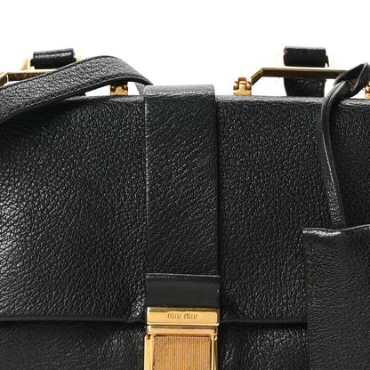 Miu Miu Goatskin Madras Crossbody Bag Black 7 of 9