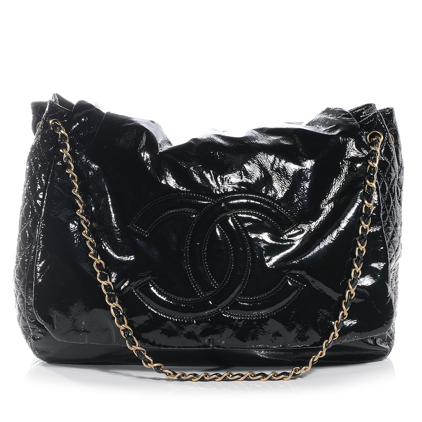 Vinyl Rock and Chain Large Flap Black